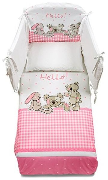 ITALBABY Maxi Hello Bettwäsche-Set, rosa/weiß, 5-teilig