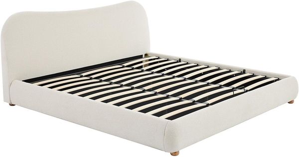 Vente-unique - VANARI Bett Stoff Weiß - B 225 cm x H 95 cm x L 200 cm