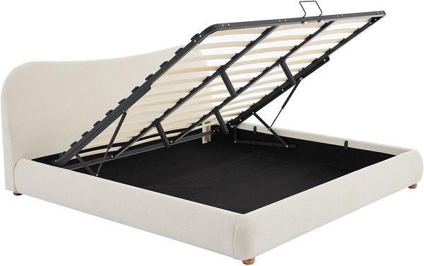 Vente-unique - VANARI Bett Stoff Weiß - B 225 cm x H 95 cm x L 200 cm Bild 5