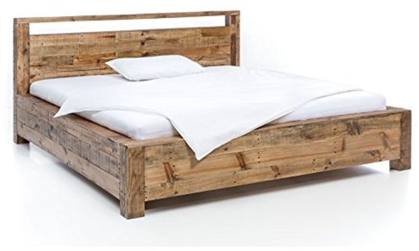 Havelock Pinienholzbett: Natur trifft Design | Geradlinig & Robust | Besonderes Kopfteil | Schlafzimmer Highlight