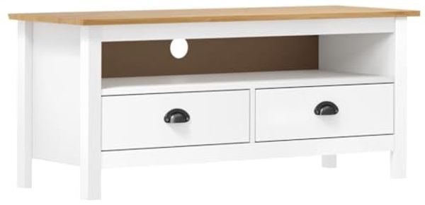vidaXL TV-Schrank Hill Range Weiß 110 x 40 x 47 cm Kiefer Massivholz [288926]