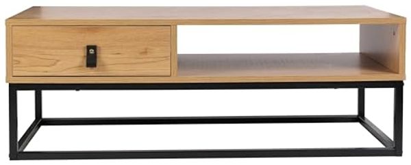 HOME DECO FACTORY, Wood and Metal Abbott Furniture Office Coffee Table Side Table Natural Black 100. 00x50. 00x36. 00