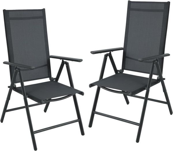 SVITA Klappstuhl 2er Set Gartenstuhl Klappbar (2 St), 2er Set, klappbar, verstellbare Rückenlehne, mit Armlehne, Schwarz