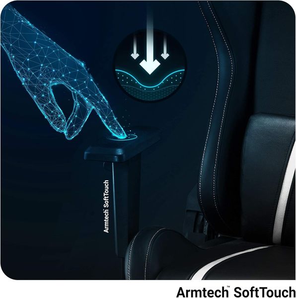 Diablo X-One 2. 0 Gaming Stuhl Gamer Chair Bürostuhl Schreibtischstuhl Verstellbare Armlehnen Ergonomisches Design Nacken/-Lendenkissen Wippfunktion Schwarz-Weiß King (XL) Bild 8