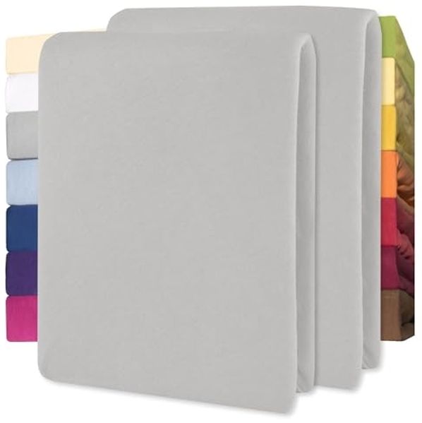 CelinaTex Jersey Spannbettlaken Lucina für Kids Dreierpack 60x120-70x140 cm Silber grau 100% Baumwolle gekämmt superweich Oeko-TEX