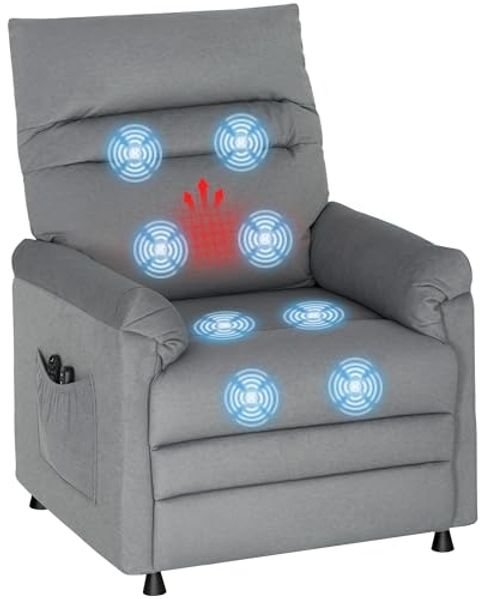 HOMCOM Massagesessel Memory-Funktion Relaxsessel (Fernsehsessel mit Liegefunktion, 1-St, TV Sessel), Leise, stufenlos elektrisch verstellbar, 8-Punkt-Massage