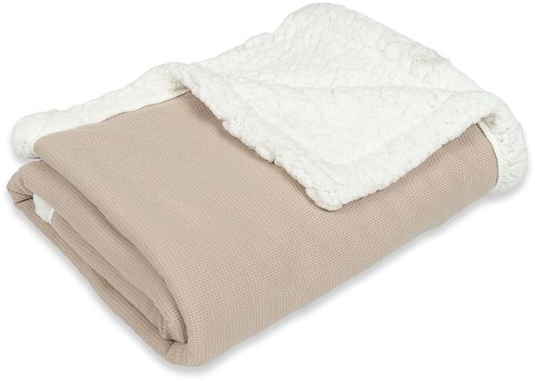 ULLENBOOM Babydecke 70x100 cm, Sand - Aus Baumwolle & flauschigem Teddy Fleece (OEKO-TEX Standard), Baby Decke Neugeborenen, ideal als Kinderwagendecke oder Kuscheldecke