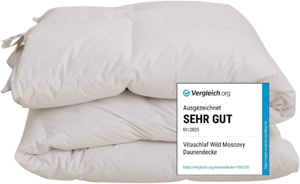 Vitaschlaf® Wild Moscovy® W6 EXTRA WARM Premium Daunendecke, TESTSIEGER, Made in Germany since 1947 (155x220 cm)