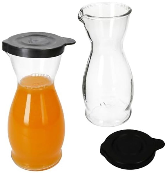 MamboCat Karaffe 2x MIA MISURA Wein-Karaffe mit Deckel schwarz 0,5L geeicht Glas-Krug