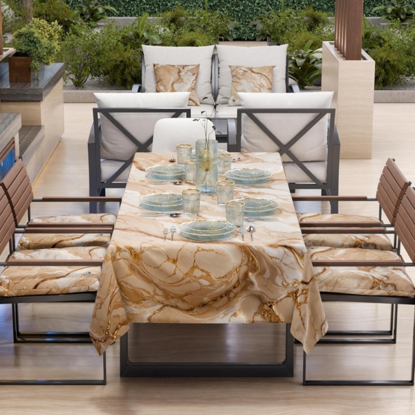 PETTI Artigiani Italiani - Schmutzabweisende Tischdecke, rechteckig, für Küche, elegant, Marmor-Effekt, Beige, für 12 Plätze (140x240 cm), 100% Made in Italy Bild 5