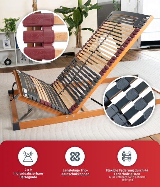 FMP Matratzenmanufaktur 'Rhodos KF Bettkasten' 7-Zonen-Lattenrost, 100x190 cm Bild 5