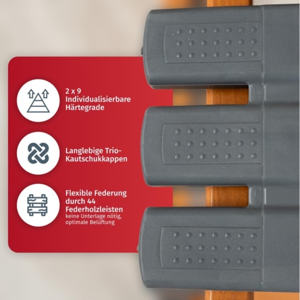 FMP Matratzenmanufaktur 'Rhodos KF Bettkasten' 7-Zonen-Lattenrost, 100x190 cm Bild 6