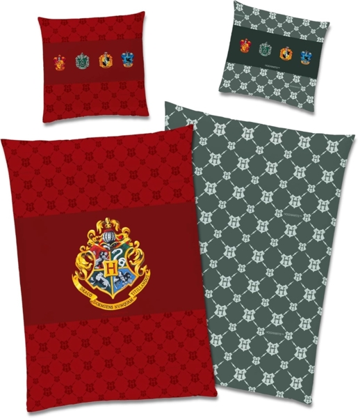 BERONAGE Wendebettwäsche Harry Potter Bettwäsche Zauberschule Rot Linon / Renforcé, Baumwolle, 2 teilig
