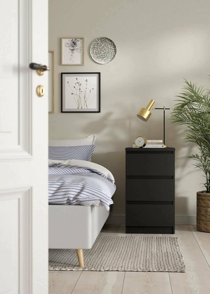 Dmora - Kommode Ameline, Mehrzweckkommode, Schlafzimmerkommode, Schrank mit Schubladen, 50x40 h70 cm, Schwarz
