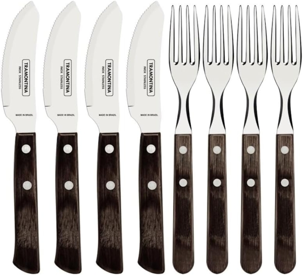 Tramontina Besteck-Set Pizzabesteck Set für 4 Personen - 4x Pizzamesser, 4x Pizzagabeln (8-tlg), 4 Personen, Edelstahl, 8-tlg, rostfreier Edelstahl, FSC, spülmaschinenfest