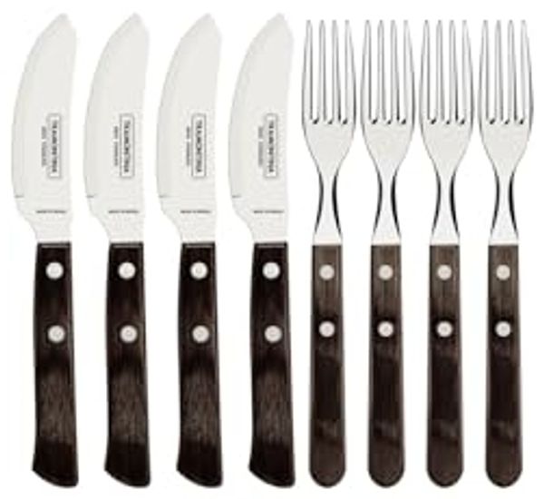 Tramontina Besteck-Set Pizzabesteck Set für 4 Personen - 4x Pizzamesser, 4x Pizzagabeln (8-tlg), 4 Personen, Edelstahl, 8-tlg, rostfreier Edelstahl, FSC, spülmaschinenfest