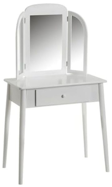 Schminktisch Dana mit Spiegel und 1 Schubladen aus MDF in Weiß