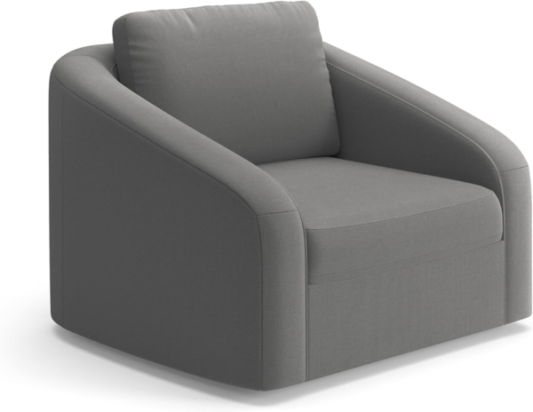 Cavadore Sessel Jawa / Bodennaher Polstersessel fürs Wohnzimmer, passend zur Garnitur Jawa / 116 x 88 x 104 / Flachgewebe, Grau