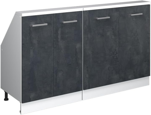 Dachschrägenschrank-Set Rion Schwarz Beton/Weiß 2er Set Vicco