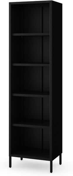 Jan Nowak Bücherregal Metall - Mario | Stabiles Regal Industrial mit 4 höhenverstellbaren Einlegeböden (4x30 kg) und Wandmontage | Hochregal Glitzernd, Regal Schmal | 50 x 180 x 35 cm | Schwarz