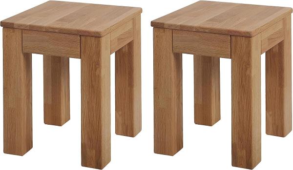 Krok Wood 2X Hocker aus Massivholz 35 x 35 x 45 cm (Bonn Eiche)