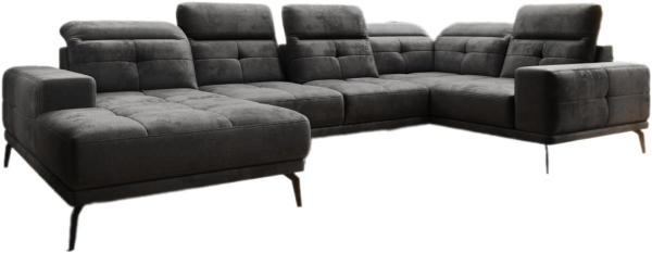 Designer Sofa Nerio mit verstellbarer Kopf- und Rückenlehne Samt Anthrazit Links