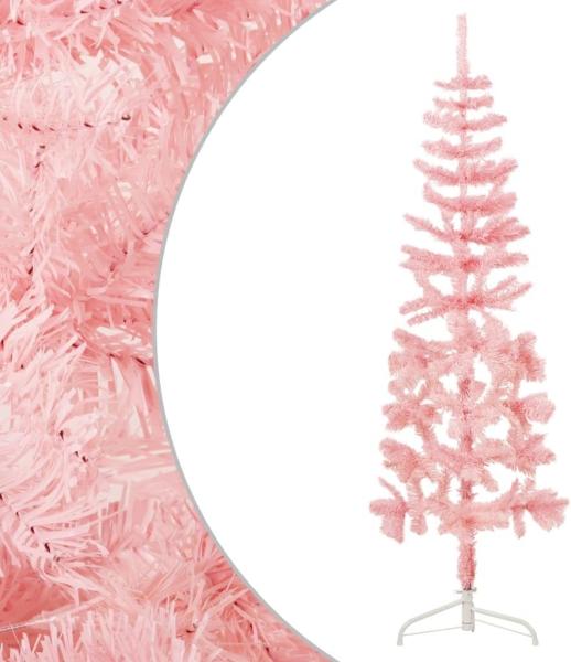 vidaXL Künstlicher Halb-Weihnachtsbaum mit Ständer Schlank Rosa 150 cm 344570