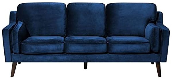 3-Sitzer Sofa Samtstoff dunkelblau LOKKA