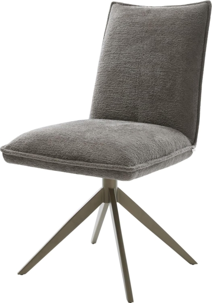 Drehstuhl Lelio-Flex Bouclé Soft Schlamm Kreuzgestell breit Effektfinish Titan 360° drehbar Wippfunktion Taschenfederkern