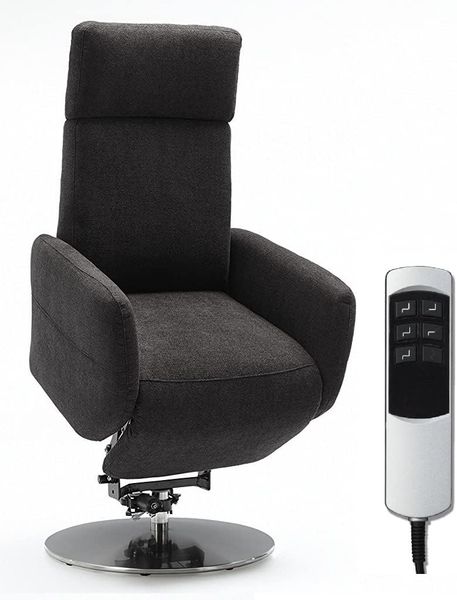 Cavadore TV-Sessel Cobra mit 2 E-Motoren und Aufstehhilfe / Elektrisch verstellbarer Fernsehsessel mit Fernbedienung / Relaxfunktion, Liegefunktion / bis 130 kg / L: 71 x 112 x 82 / grau
