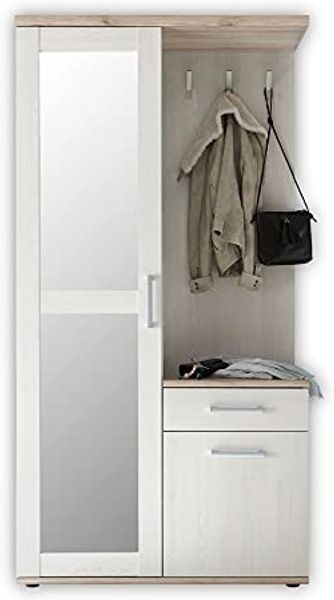 Garderobe ROMANCE2 Kompaktgarderobe Spiegel Paneel Schrank weiß braun