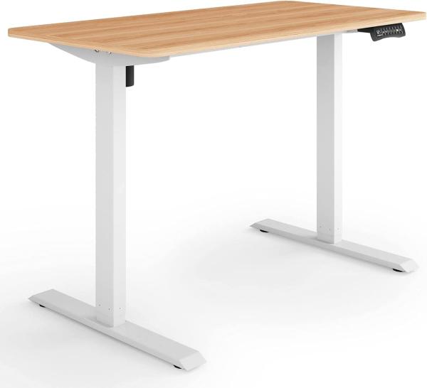 ESMART Germany ETX-121WM 120x60 cm Ahorn Ergonomischer Steh-Sitz-Schreibtisch Stufenlos elektrisch höhenverstellbar 73,5-123,5cm 3X Memory Aktivitätserinnerung Soft-Start/Stopp Schnelle Montage