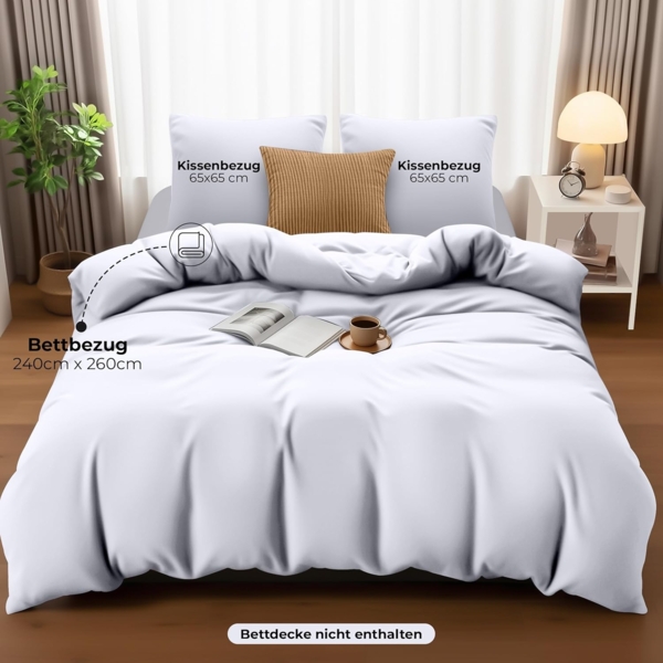 Utopia Bedding Bettwäsche Set - Mikrofaser Bettbezug 260x240 cm + 2 Kissenbezüge 65x65 cm - Weiß Bild 4