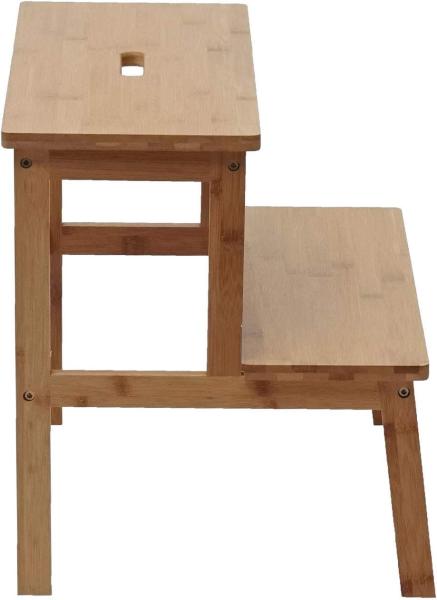 Tritthocker HWC-B87, Stufenhocker Trittbank Holzhocker, Bambus 43x47x38cm Bild 5