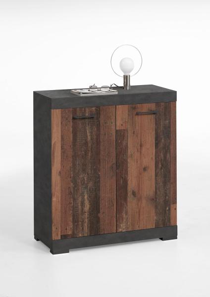 Kommode >BRISTOL 1< in Matera-Old Style dunkel - 80x89,9x34,9cm (BxHxT)