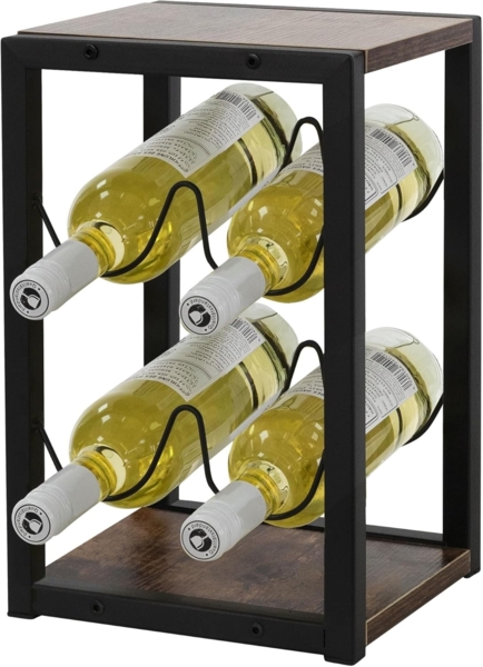ML-DESIGN Weinregal Weinschrank Weinständer Flaschenregal für Weinflaschen Flaschenhalter, 1-tlg, Weinregal für 4 Flaschen Weinflaschenständer aus Metall / Holz