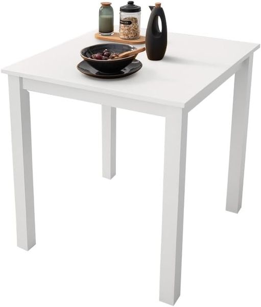 Woodroom Esstisch Kota 70x70 cm – Massivholz Hevea, lackiert, Farbe Weiß – Kleiner Küchentisch, Esszimmertisch, platzsparend, stabil & pflegeleicht