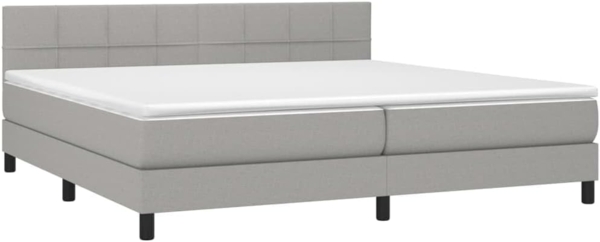 Boxspringbett mit Matratze & LED Stoff Hellgrau 200 x 200 cm, Härtegrad: H2 [3133181]