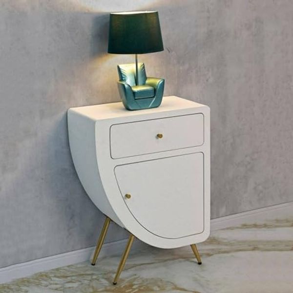 Dmora Nachttisch Bonorva 60 x 32 x 79 cm Weiß, Regal und Schublade