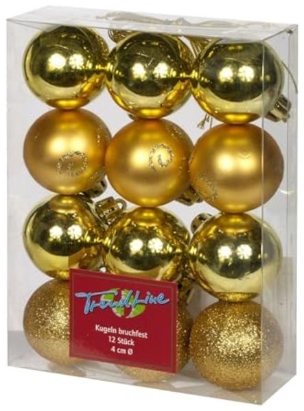 TrendLine Christbaumkugeln Ø 4 cm 12 Stk Weihnachtskugeln Weihnachtsbaumkugeln