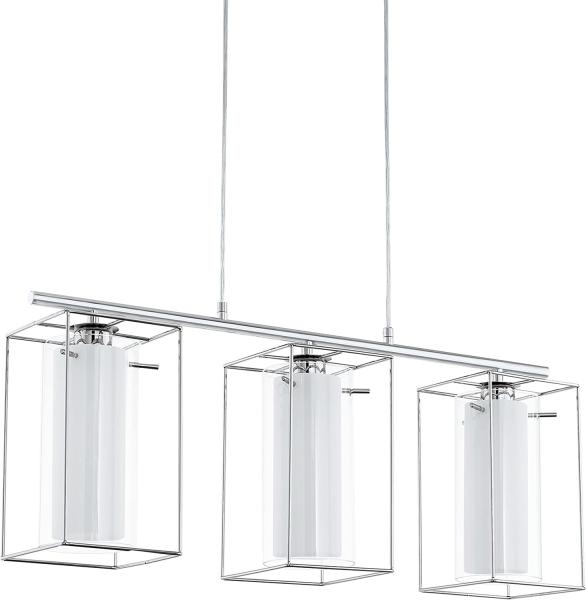 Eglo 94378 Hängeleuchte Loncino 1 in chrom Glas satiniert weiß 3X40W L:74,5 H:110cm