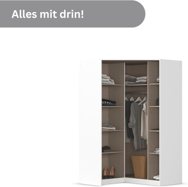 Rauch Möbel Lagoa, Kleiderschrank, Eckschrank, Garderobe für Schlafzimmer, Kinderzimmer, Jugendzimmer 2-türig, Farbe Beige, Breite 117 Bild 6