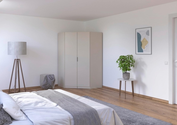 Rauch Möbel Lagoa, Kleiderschrank, Eckschrank, Garderobe für Schlafzimmer, Kinderzimmer, Jugendzimmer 2-türig, Farbe Beige, Breite 117 Bild 2