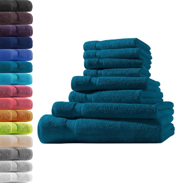 Hometex Premium Textiles Handtuch in Premium Qualität 500 g/m², Feinster Frottier-Stoff 100% Baumwolle, 1x Badetuch + 1 Duschtuch + 2 Handtuch + 4 Gästetuch, weich, saugfähig, extra schwer & flauschig - TEST BILD TOP MARKE 2025