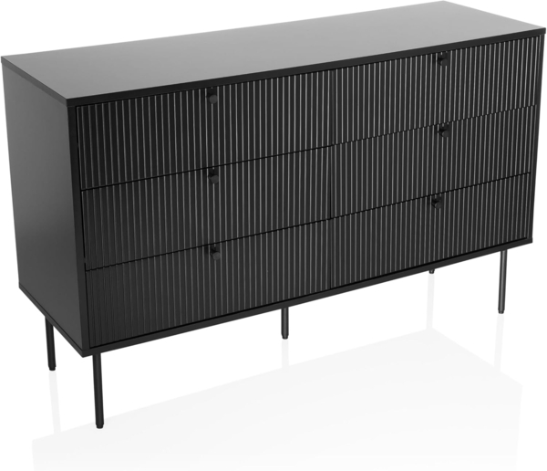 hjh LIVING Sideboard mit 6 Schubladen KARBY S 120 x 40 x 75 cm, Schubladenkommode im Industrial-Stil, viel Stauraum, Schwarz