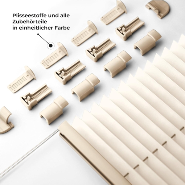 Sonello Plissee Klemmfix ohne Bohren 70x160 cm Hellcreme Faltrollo Plisseerollo Jalousie für Tür & Fenster Blickdicht Sichtschutz Sonnenschutz Fertifplissee Rollo Bild 2