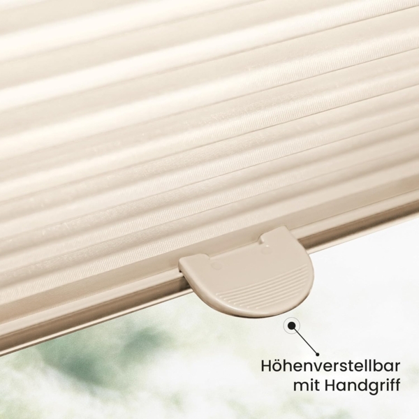 Sonello Plissee Klemmfix ohne Bohren 70x160 cm Hellcreme Faltrollo Plisseerollo Jalousie für Tür & Fenster Blickdicht Sichtschutz Sonnenschutz Fertifplissee Rollo Bild 4