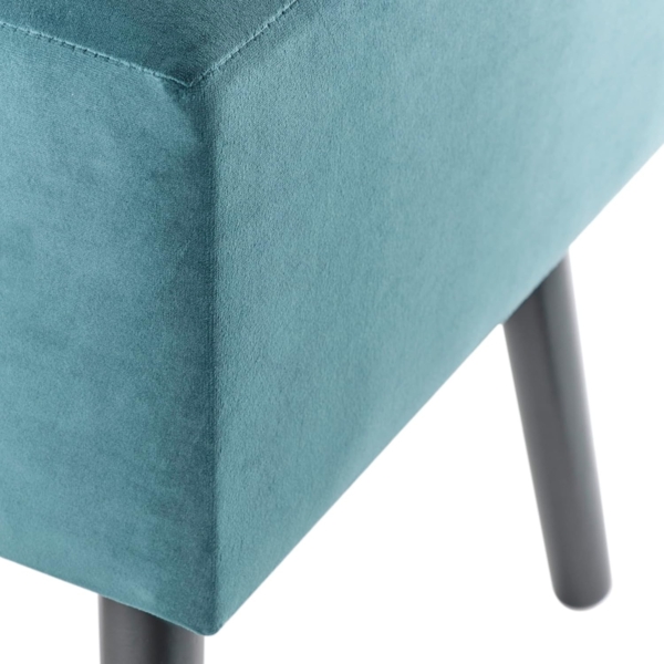 Baroni Home Sitzsack aus Samt, gepolsterter Bankett, Fußstütze mit Pfoten aus Holz, 40 x 33 x 46 cm, Petrolblau Bild 3