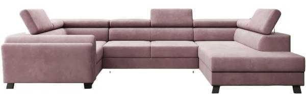 Designer Sofa Emilio mit Schlaf- und Klappfunktion Samt Rosé Rechts