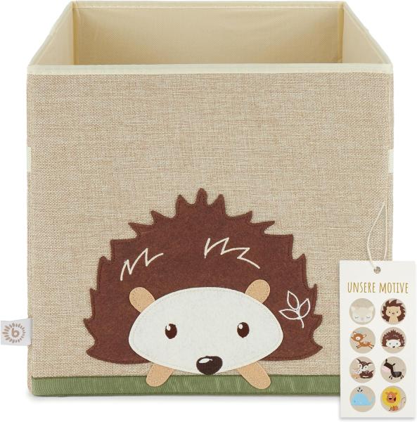 Staubox Spielzeugbox fürs Kinderzimmer, Igel, natur, 33 x 33 x 33 cm, von Bieco